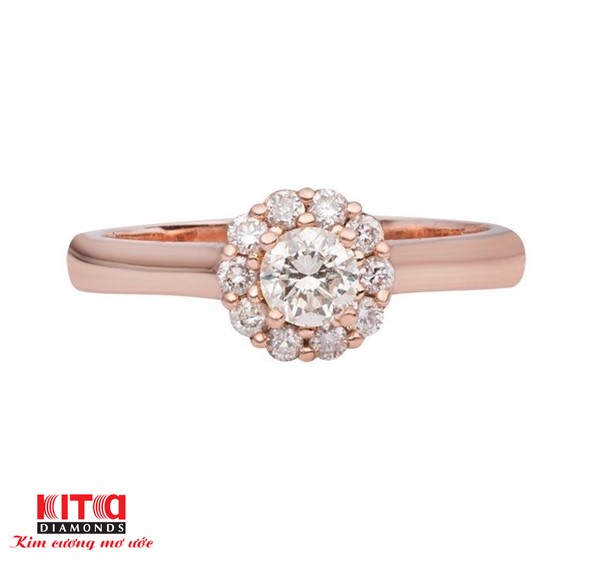 Nhẫn Kim Cương vàng hồng